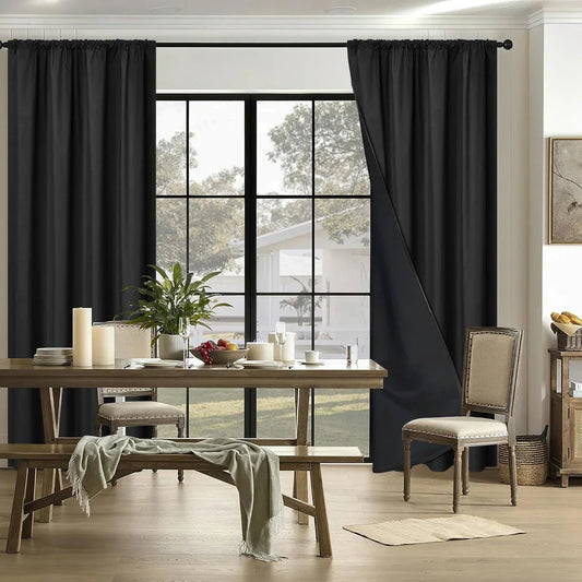 100% Verdunkelungsvorhang mit Stangentasche: Perfekt für Wohn - und Schlafzimmer - ApolettaApoletta