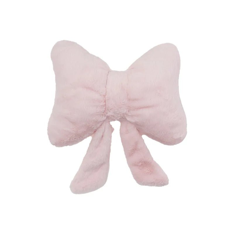 Rosa Couchkissen mit Bogenband: Weiches Kaninchenfell - Imitat & Rückenkissen im Ins - Stil - ApolettaApoletta