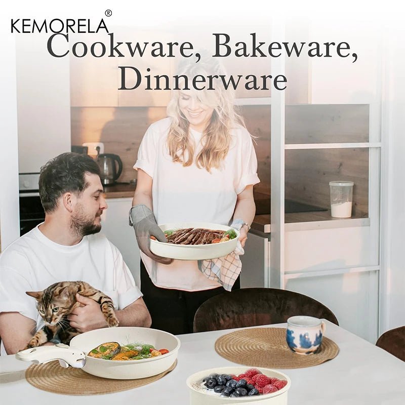 11 - teiliges Töpfe - & Pfannen - Set: Antihaft - Kochgeschirr mit abnehmbarem Griff für Induktion & Ofen - ApolettaApoletta