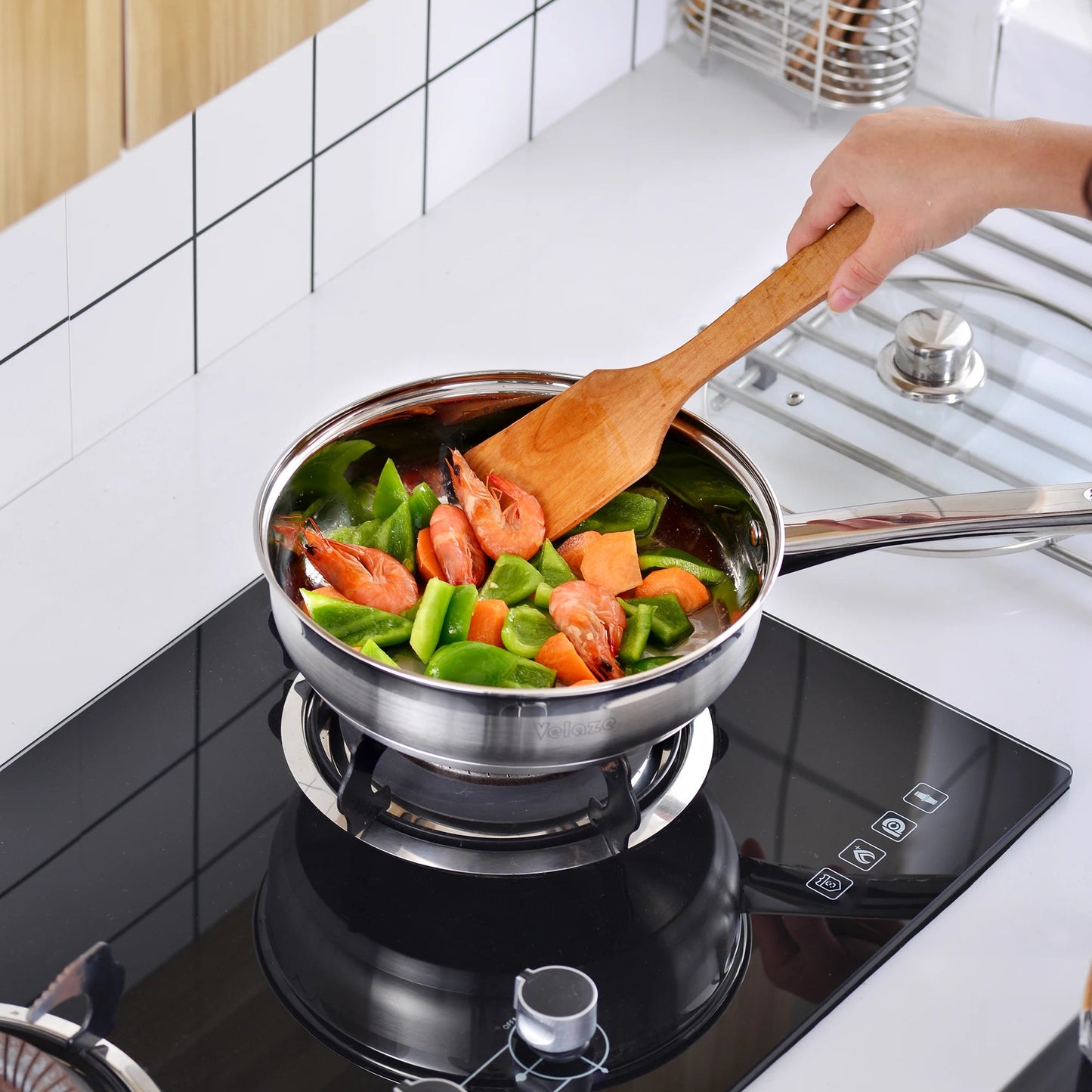 Kochgeschirr - Set aus Edelstahl (12 - teilig): Induktionsgeeignet mit Glasdeckel - ApolettaApoletta