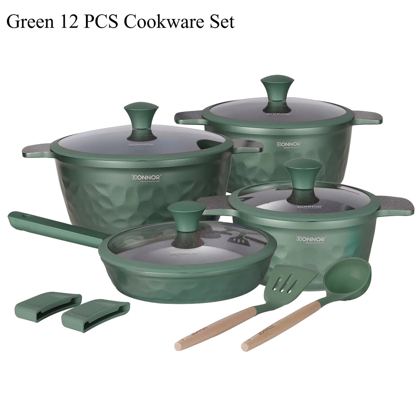 12 - teiliges Küchen - Kochset: Antihaft - Töpfe & Pfannen mit Dampfgarer - Set - ApolettaApoletta