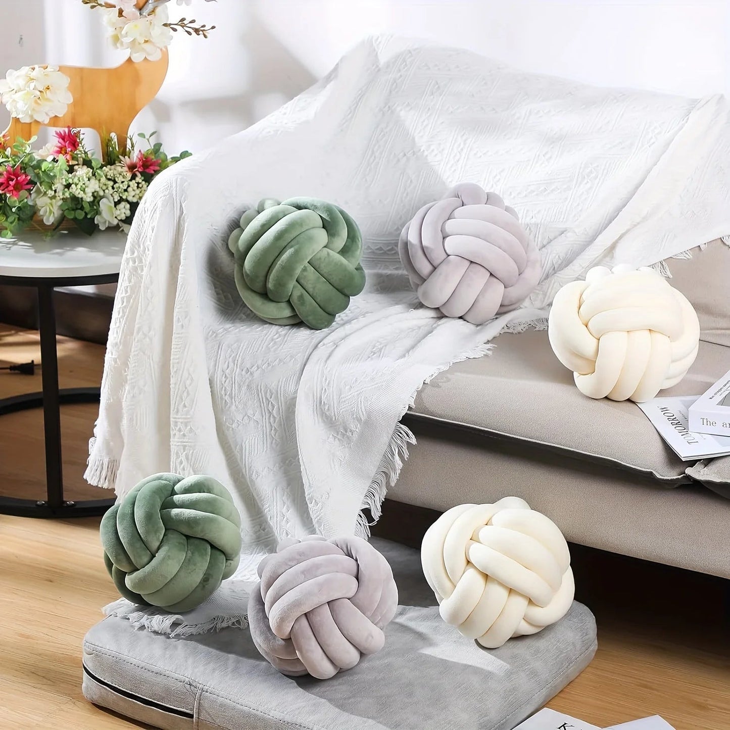 Gestreiftes Knotenkissen: Handgefertigt, modern & gemütlich für Sofa und Zuhause (22,9 x 22,9 cm) - ApolettaApoletta