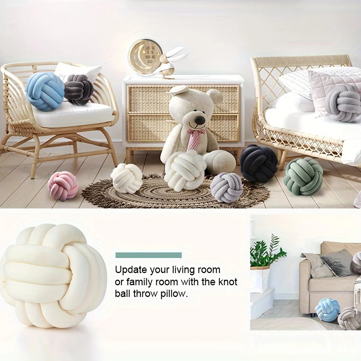 Gestreiftes Knotenkissen: Handgefertigt, modern & gemütlich für Sofa und Zuhause (22,9 x 22,9 cm) - ApolettaApoletta