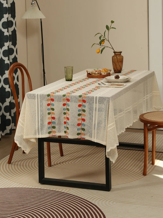 Rustikale Leinen - Tischdecke: Transparente Spitze für Vintage - Deko, Hochzeit & Picknick - ApolettaApoletta