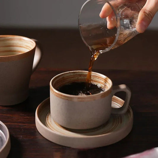 Japanisches Steinzeug - Kaffeetassen - Set: 350 ml, handgefertigt & im Retro - Stil - ApolettaApoletta
