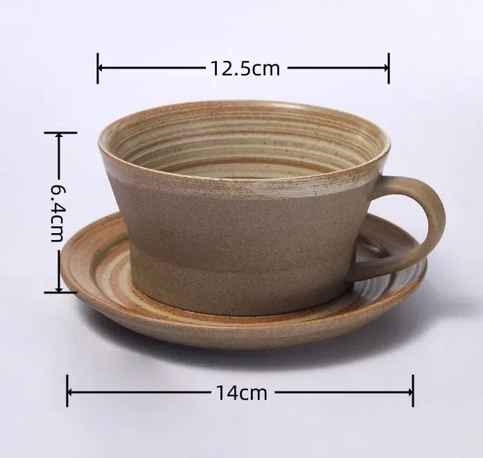 Japanisches Steinzeug - Kaffeetassen - Set: 350 ml, handgefertigt & im Retro - Stil - ApolettaApoletta