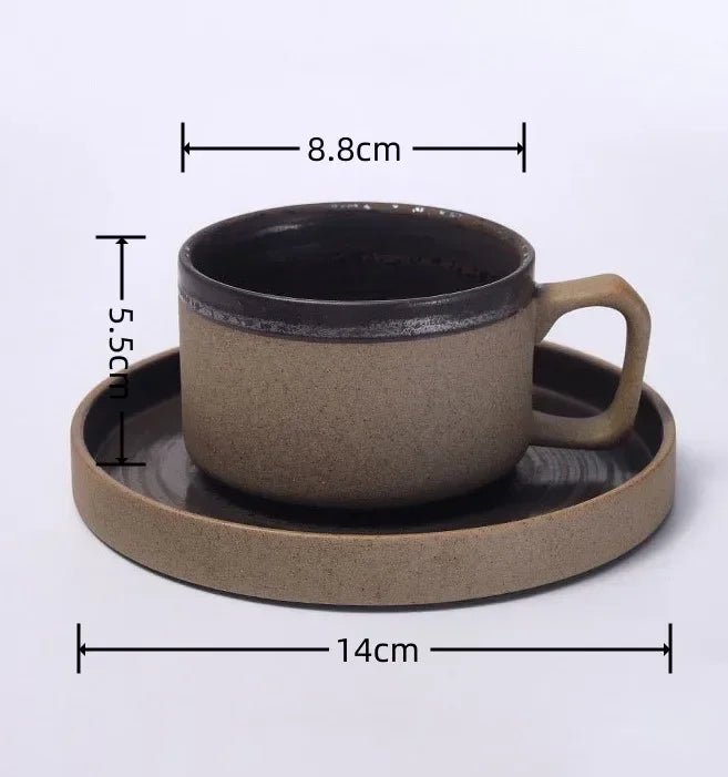 Japanisches Steinzeug - Kaffeetassen - Set: 350 ml, handgefertigt & im Retro - Stil - ApolettaApoletta