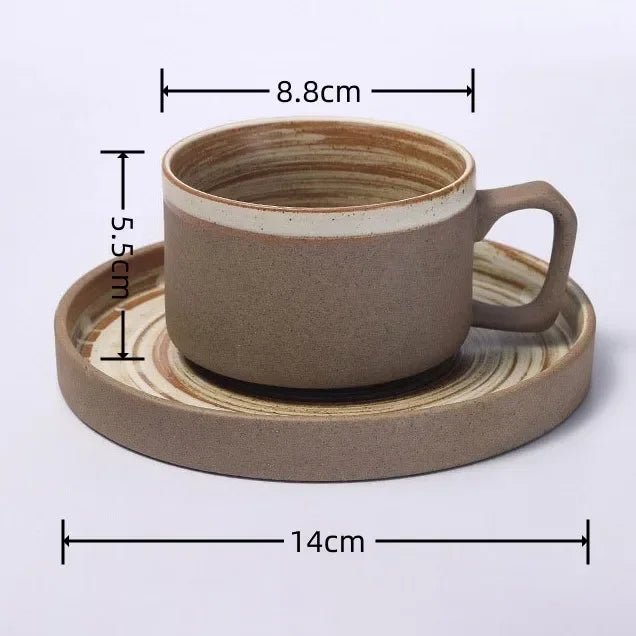 Japanisches Steinzeug - Kaffeetassen - Set: 350 ml, handgefertigt & im Retro - Stil - ApolettaApoletta