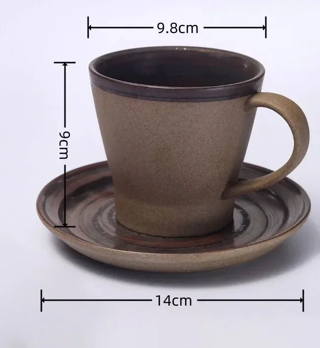 Japanisches Steinzeug - Kaffeetassen - Set: 350 ml, handgefertigt & im Retro - Stil - ApolettaApoletta
