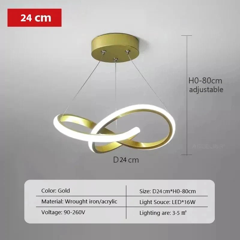 Nordische LED - Pendelleuchte: 24/30 cm, Gold - Design für Esszimmer & Schlafzimmer - ApolettaApoletta