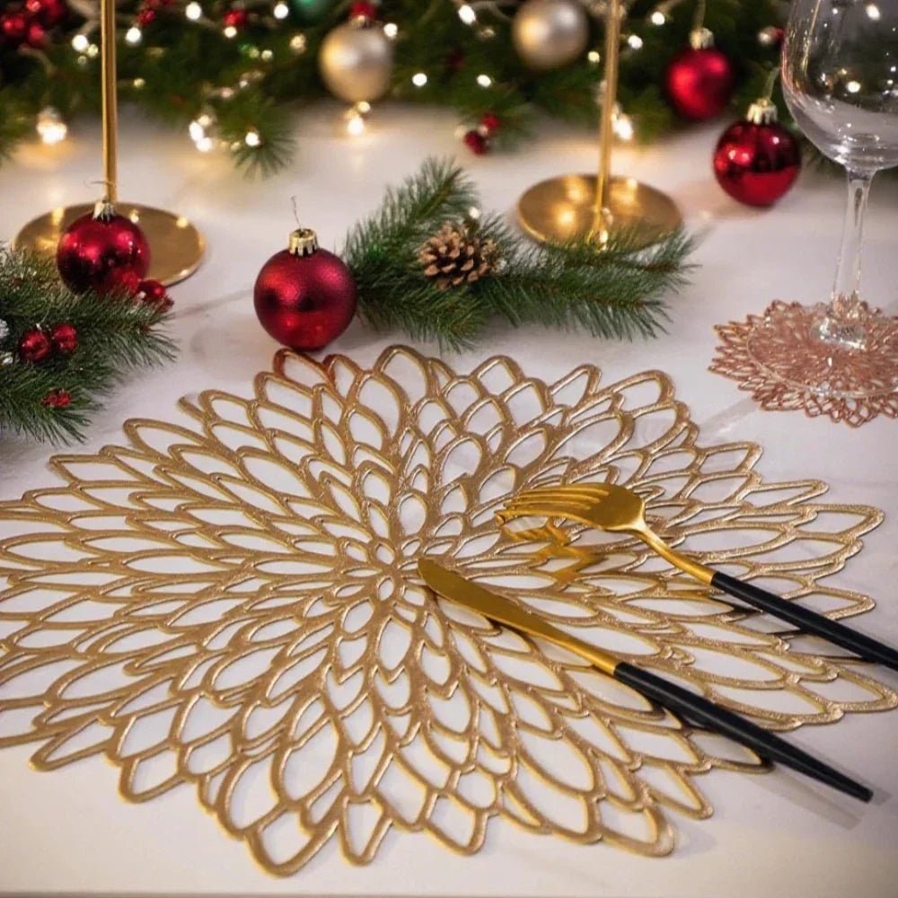 4er - Set Runde Tischsets: Abwischbares Vinyl für Weihnachten, Erntedank & Feiertage - ApolettaApoletta