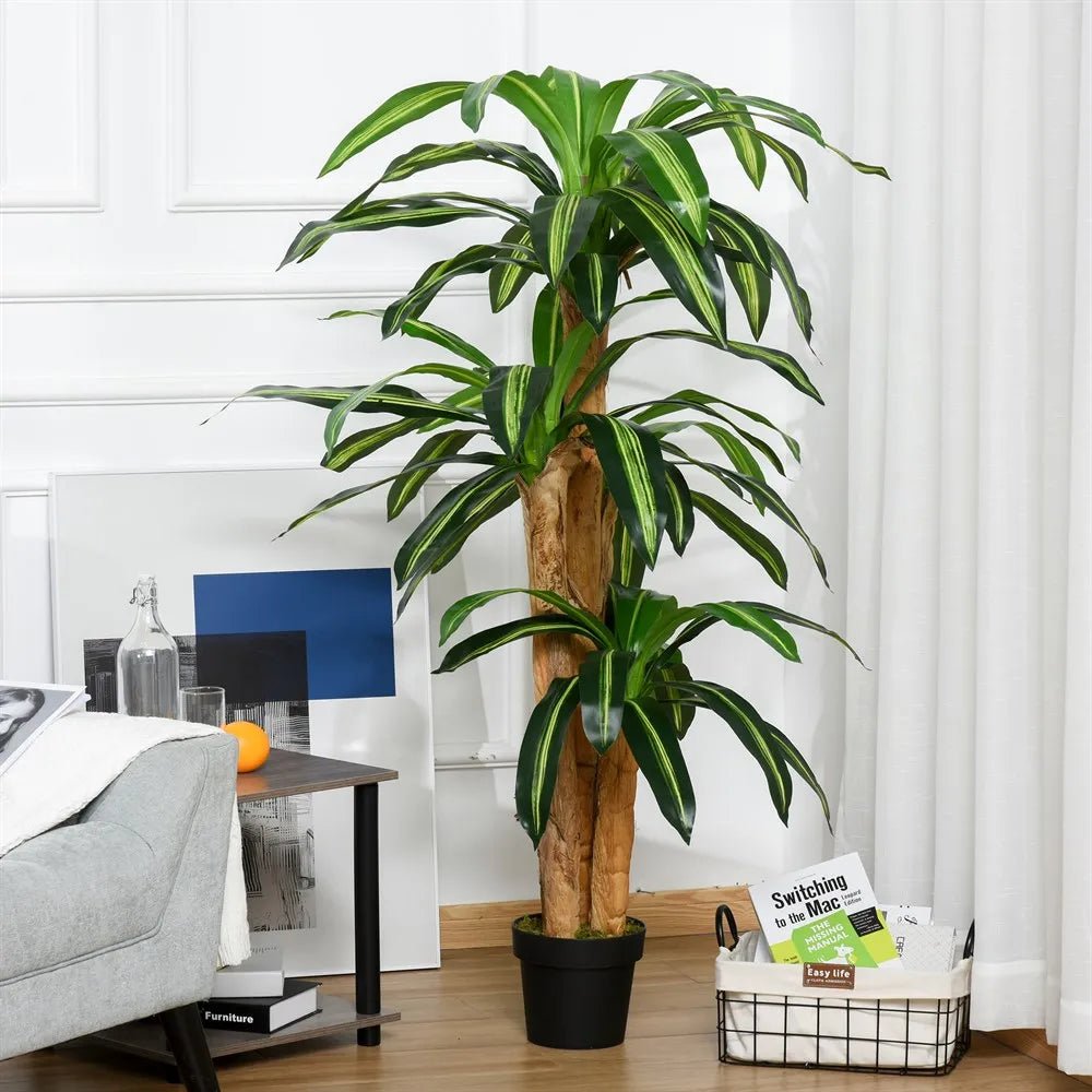 Künstliche Dracaena (160 cm): Realistische Kunstpflanze mit Topf für Ihr Zuhause - ApolettaApoletta