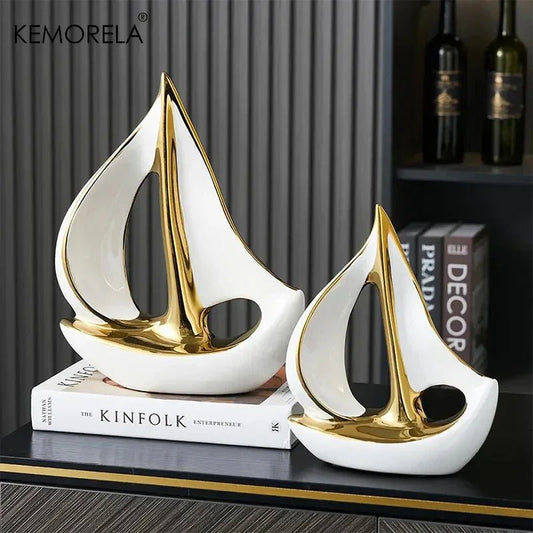 Luxus - Segelboot - Skulptur: Postmoderne Keramik - Deko für Wohnzimmer und Büro - ApolettaApoletta