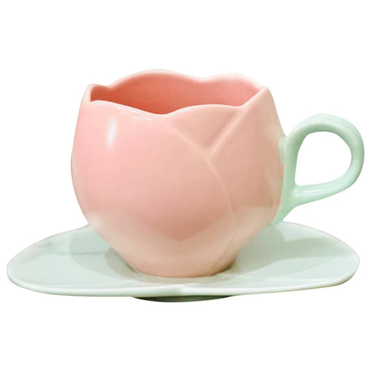 Tulpen - Trinkbecher mit Untertasse: Kreative Vintage - Tasse für Kaffee & Nachmittagstee - ApolettaApoletta
