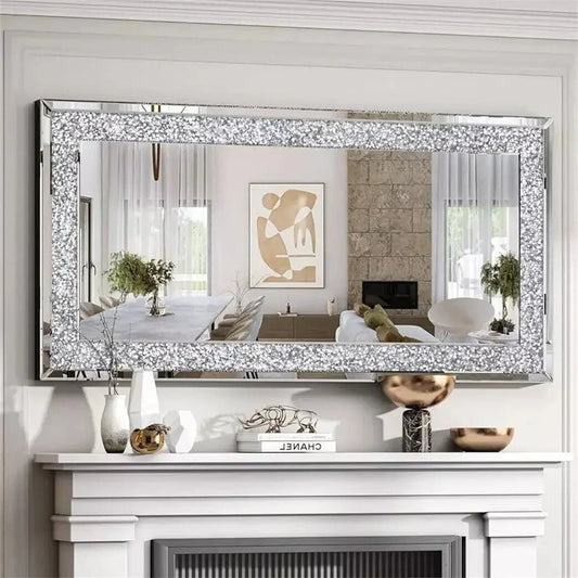 Kristall - Crush - Wandspiegel (120x60 cm): Rechteckig mit Diamant - Effekt für Bad, Schlafzimmer & Wohnzimmer - ApolettaApoletta