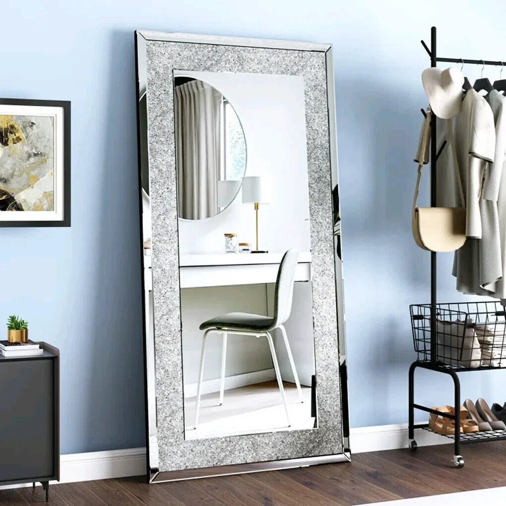 Kristall - Crush - Wandspiegel (120x60 cm): Rechteckig mit Diamant - Effekt für Bad, Schlafzimmer & Wohnzimmer - ApolettaApoletta