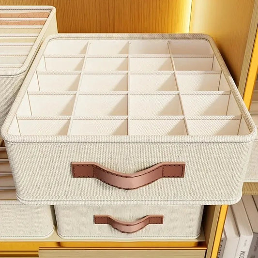 Stoff - Schubladen - Organizer: Faltbare Aufbewahrungsbox mit Trennwänden für Unterwäsche, Socken & BHs - ApolettaApoletta