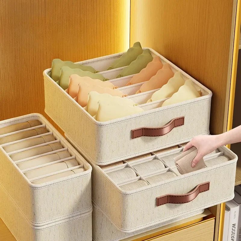 Stoff - Schubladen - Organizer: Faltbare Aufbewahrungsbox mit Trennwänden für Unterwäsche, Socken & BHs - ApolettaApoletta