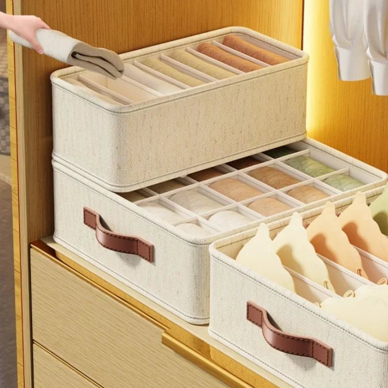 Stoff - Schubladen - Organizer: Faltbare Aufbewahrungsbox mit Trennwänden für Unterwäsche, Socken & BHs - ApolettaApoletta