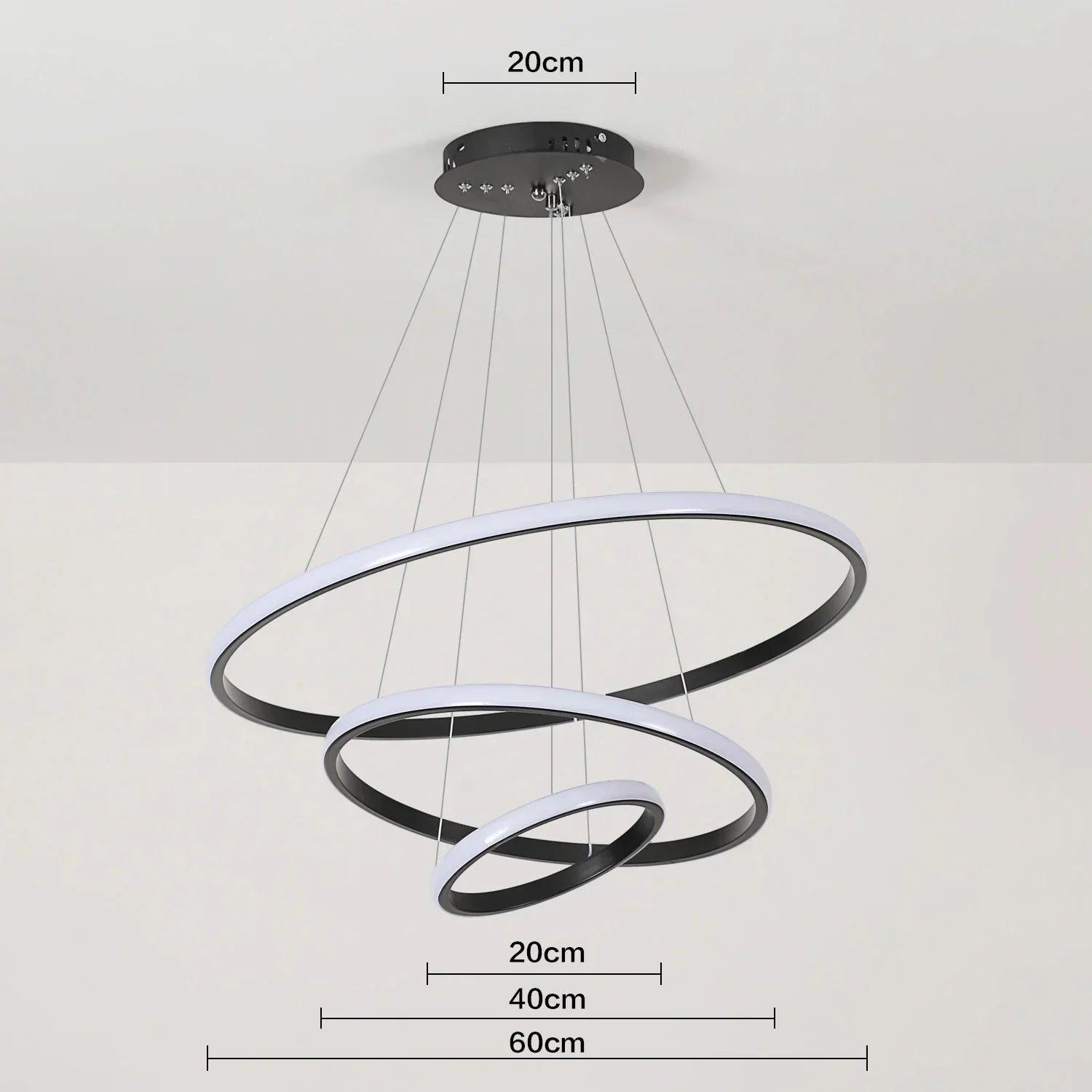 3 - Ring - Pendelleuchte: Dimmbare, moderne Hängelampe für Küche, Esszimmer und Wohnzimmer - ApolettaApoletta