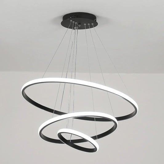 3 - Ring - Pendelleuchte: Dimmbare, moderne Hängelampe für Küche, Esszimmer und Wohnzimmer - ApolettaApoletta