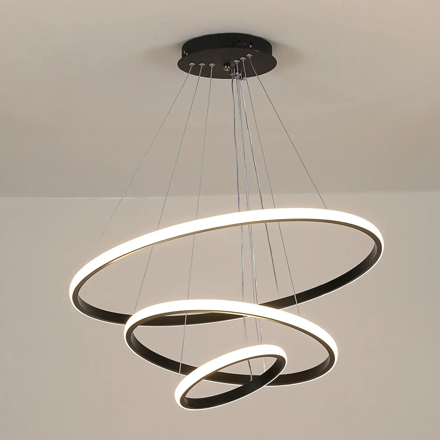 3 - Ring - Pendelleuchte: Dimmbare, moderne Hängelampe für Küche, Esszimmer und Wohnzimmer - ApolettaApoletta