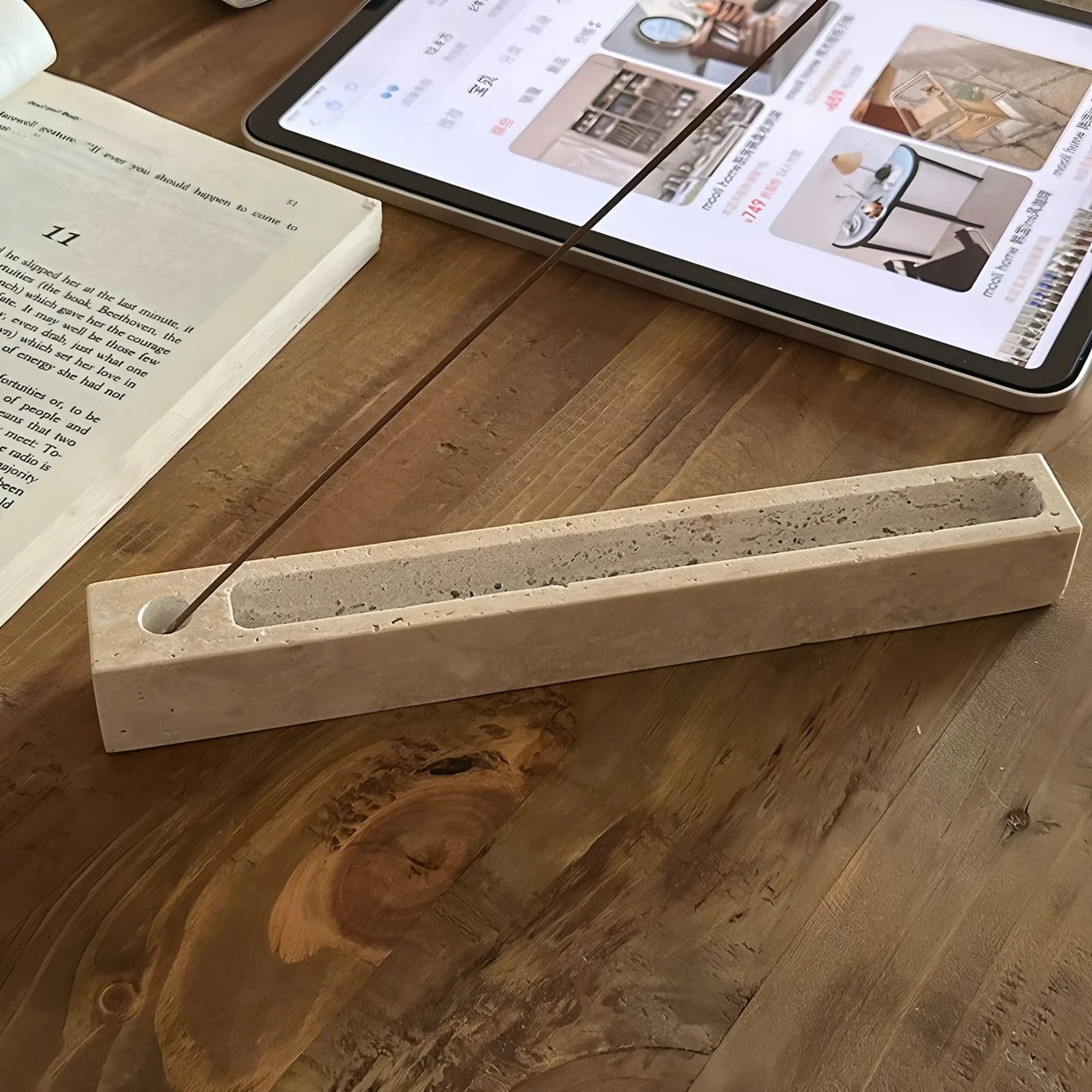 Travertin - Räuchertablett für Salbei & Palo Santo - ApolettaApoletta