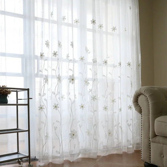 Luxuriöse, blumenbestickte Voile - Vorhänge: Transparente Eleganz für Wohn - & Schlafzimmer - ApolettaApoletta