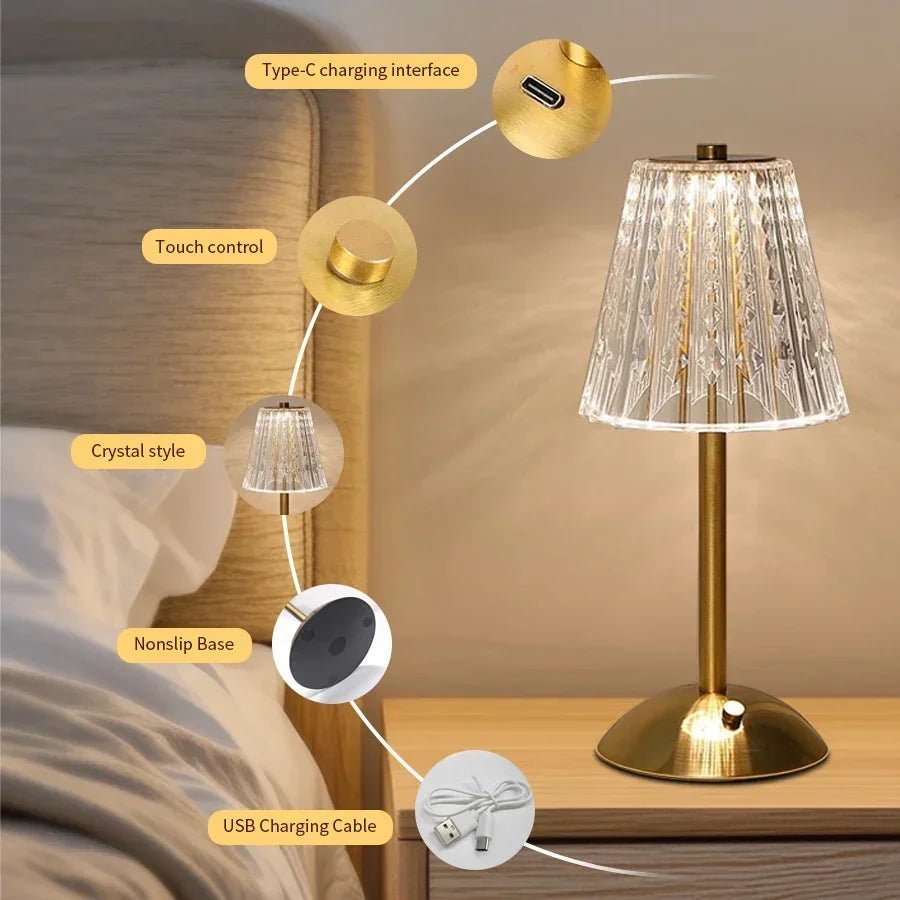 Wiederaufladbare Kristall - LED - Tischlampe - ApolettaApoletta