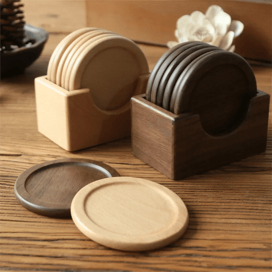 6er Set Holz - Untersetzer aus Walnuss & Buche - ApolettaApoletta