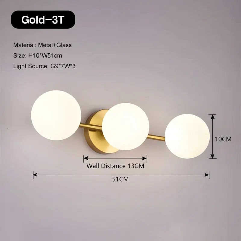 Nordische LED - Wandleuchte: Milchglas - Kugel mit G9 - Fassung für Schlaf - und Wohnzimmer - ApolettaApoletta