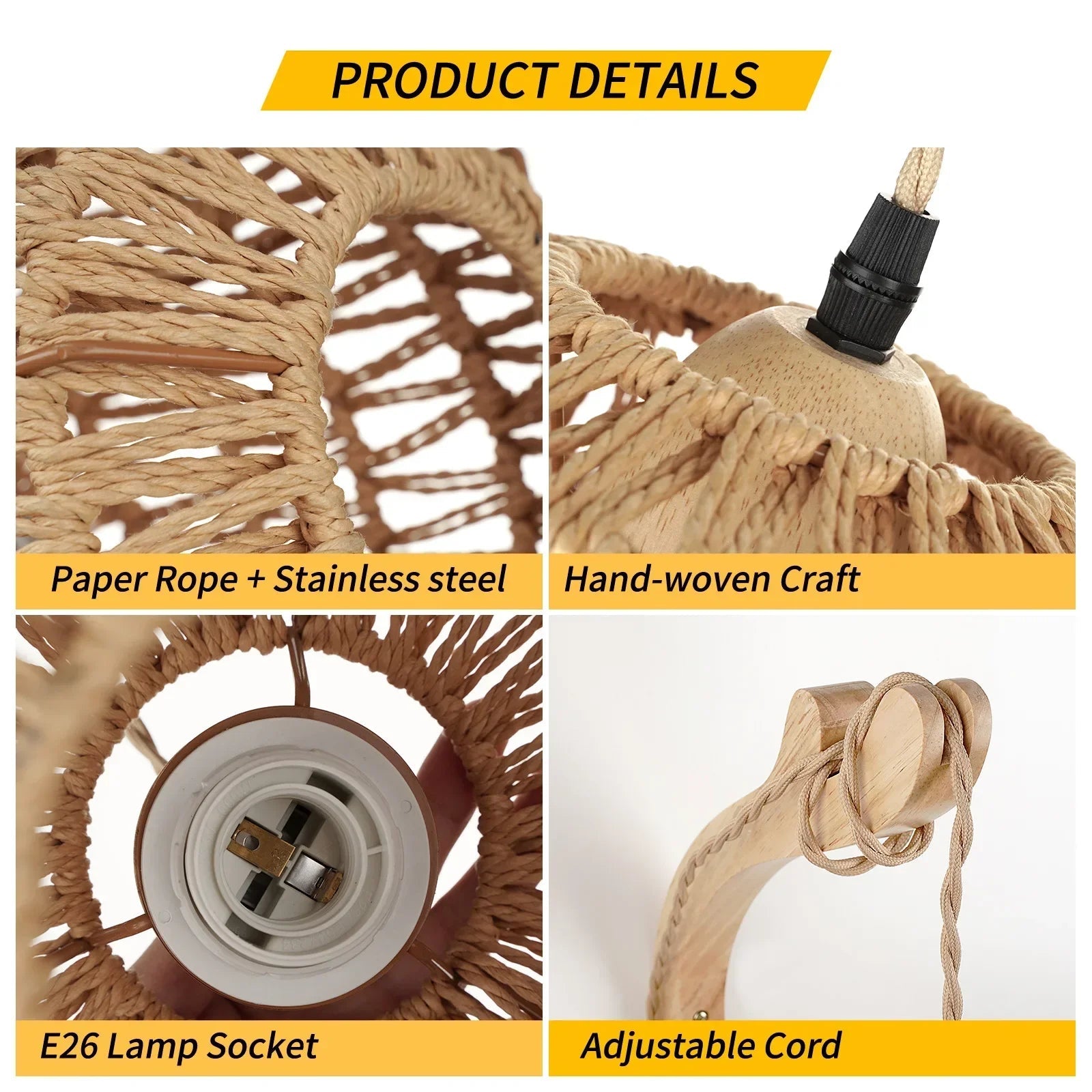 LED Rattan - Wandleuchte: Handgeflochtene Lampe aus Hanfseil im Retro - Stil für Wohn - und Schlafzimmer - ApolettaApoletta