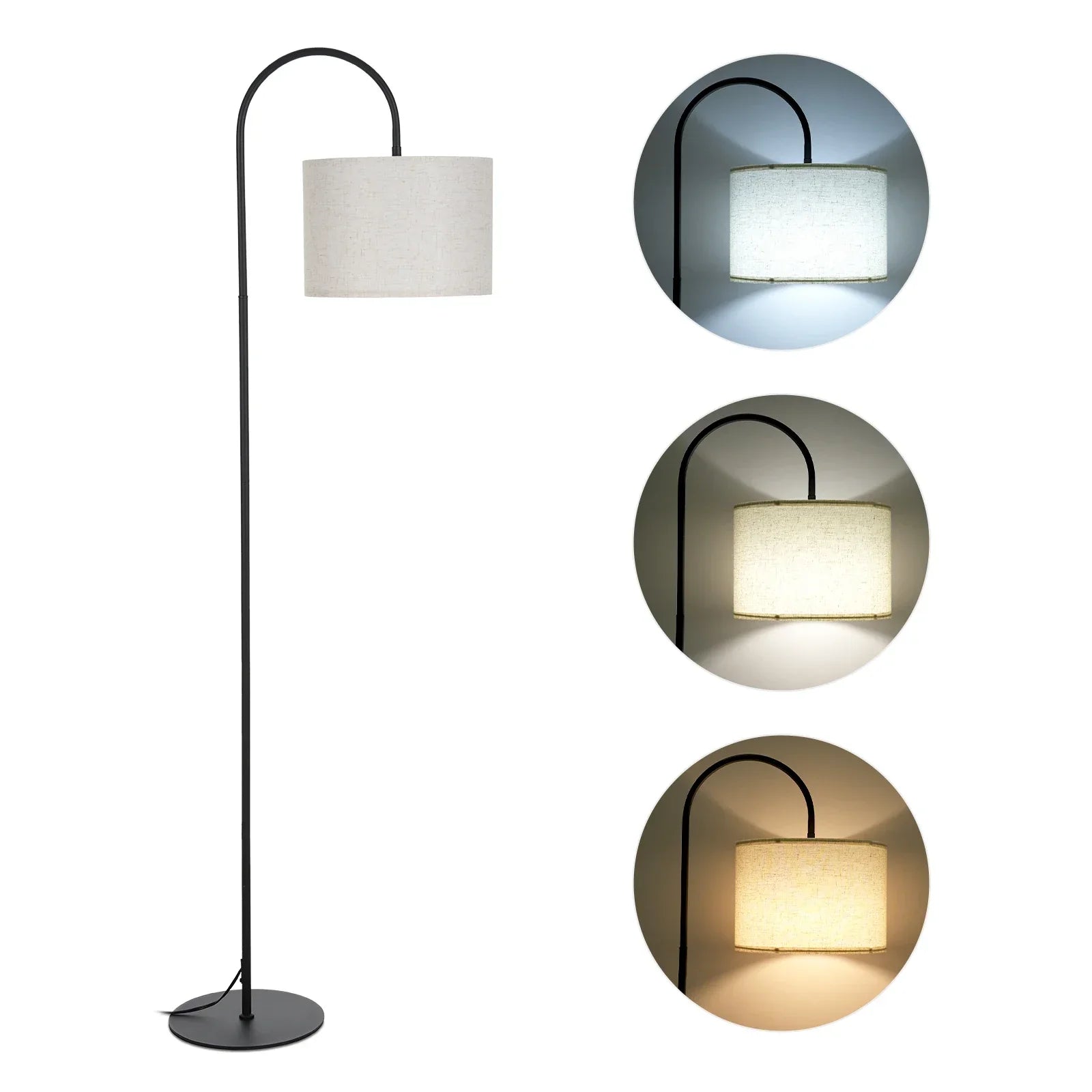 Stoff - Stehlampe: Moderne Stehlampe mit Fußschalter für Wohnzimmer, Schlafzimmer & Büro - ApolettaApoletta