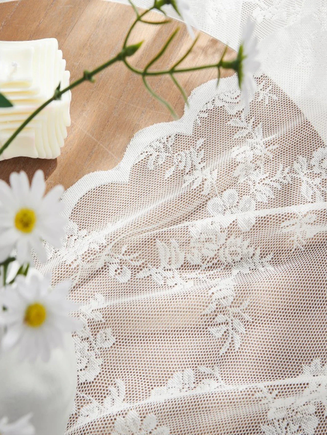 Ramadan Spitzenvorhang: Weiße, transparente Deko - Gardine mit Stangentasche - ApolettaApoletta