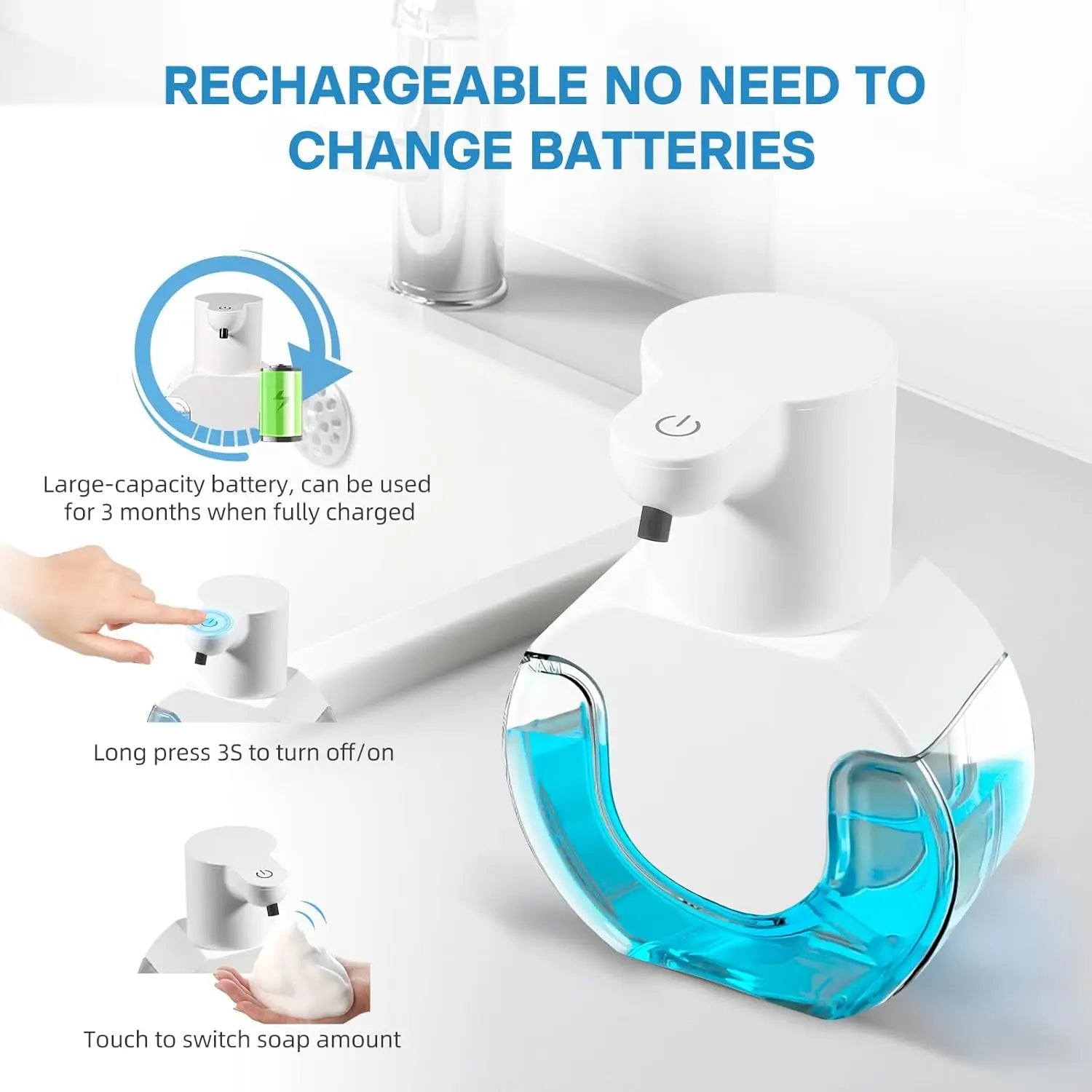 Intelligenter Seifenspender mit Touch: Typ - C, automatisch & 420 ml für Bad und Küche - ApolettaApoletta