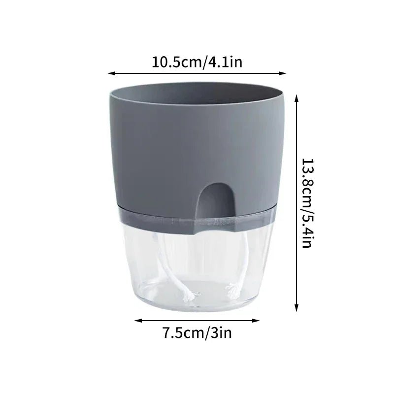 Selbstbewässernder Blumentopf: Transparenter Hydrokultur - Pflanzer mit Baumwollseil - ApolettaApoletta