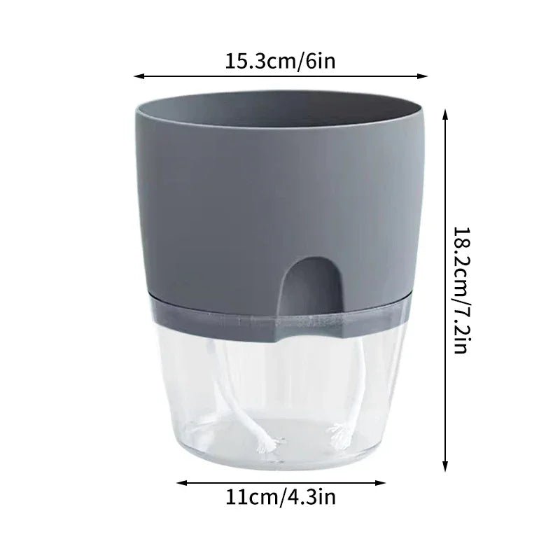 Selbstbewässernder Blumentopf: Transparenter Hydrokultur - Pflanzer mit Baumwollseil - ApolettaApoletta