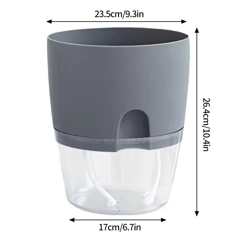 Selbstbewässernder Blumentopf: Transparenter Hydrokultur - Pflanzer mit Baumwollseil - ApolettaApoletta