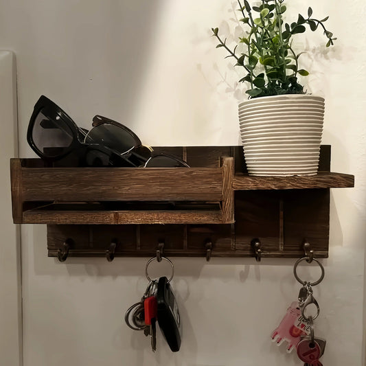 Rustikaler Schlüsselhalter mit Post - Organizer – Dekorative Wandmontage - ApolettaApoletta