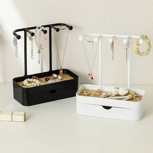 Modischer Schmuck - Organizer: Tragbarer Ständer mit Schublade & Holzbasis - ApolettaApoletta