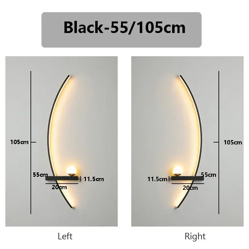 Smarte LED - Wandleuchte: 55/105 cm, fernbedienbar mit Links - & Rechts - Beleuchtung - ApolettaApoletta