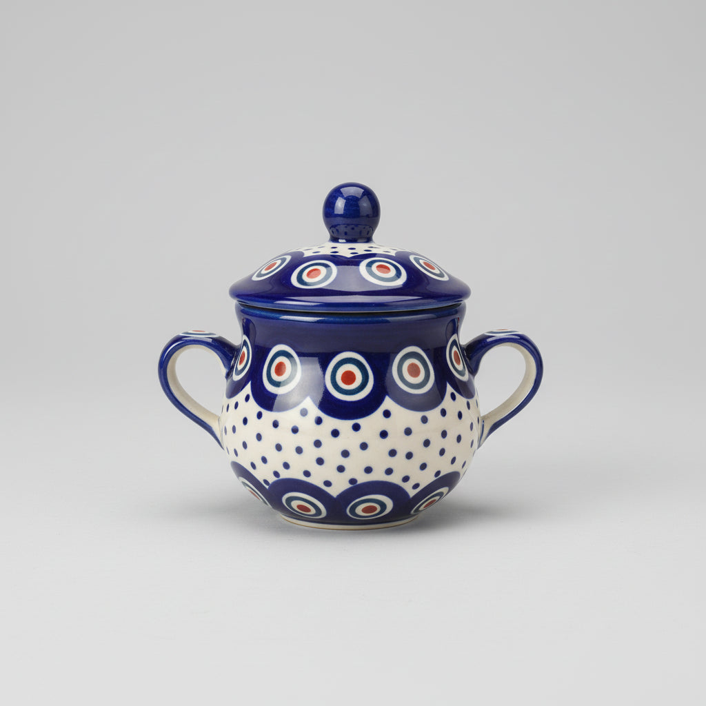 Bunzlauer Keramik Zuckerdose mit Henkeln - UNIKAT (Premium) - Höhe 10 cm - Handarbeit