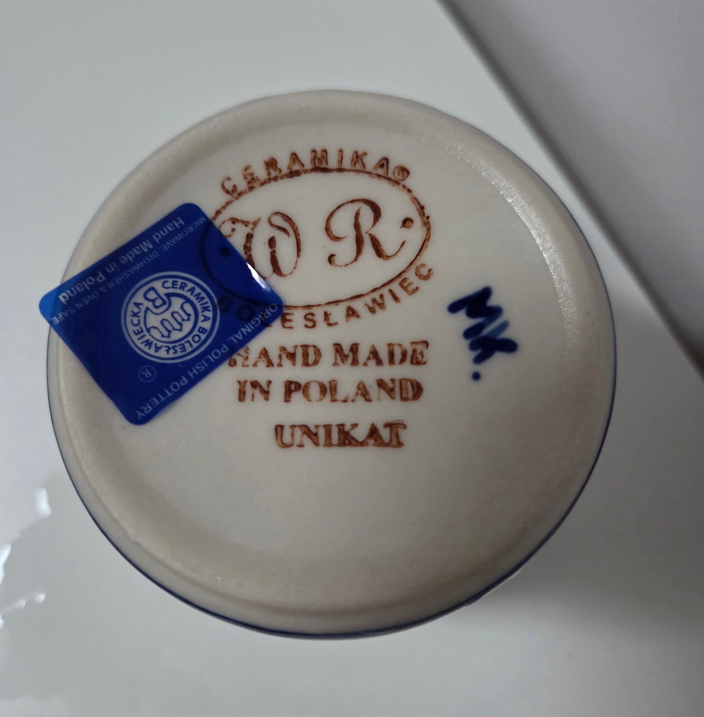 Bunzlauer Keramik Tasse / Kaffeebecher - UNIKAT (Premium) - Ø 8 cm - Handarbeit