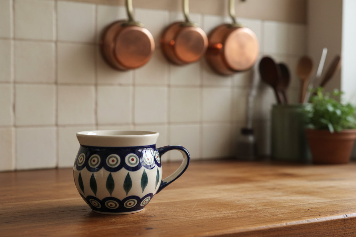 Bunzlauer Keramik Kugelbecher / Böhmische Tasse - 250 ml - 174-C - Handarbeit