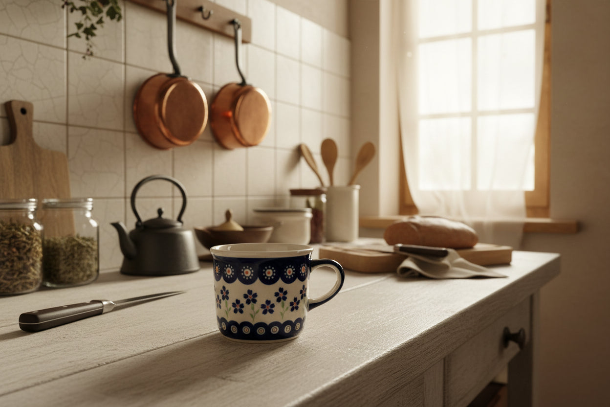 Bunzlauer Keramik Tasse / Becher (Breit) - 350 ml - Ø 10 cm - Handarbeit