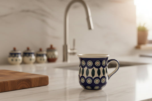 Bunzlauer Keramik Tasse / Henkelbecher (Klassik) - 250 ml - Ø 8,5 cm - Handarbeit