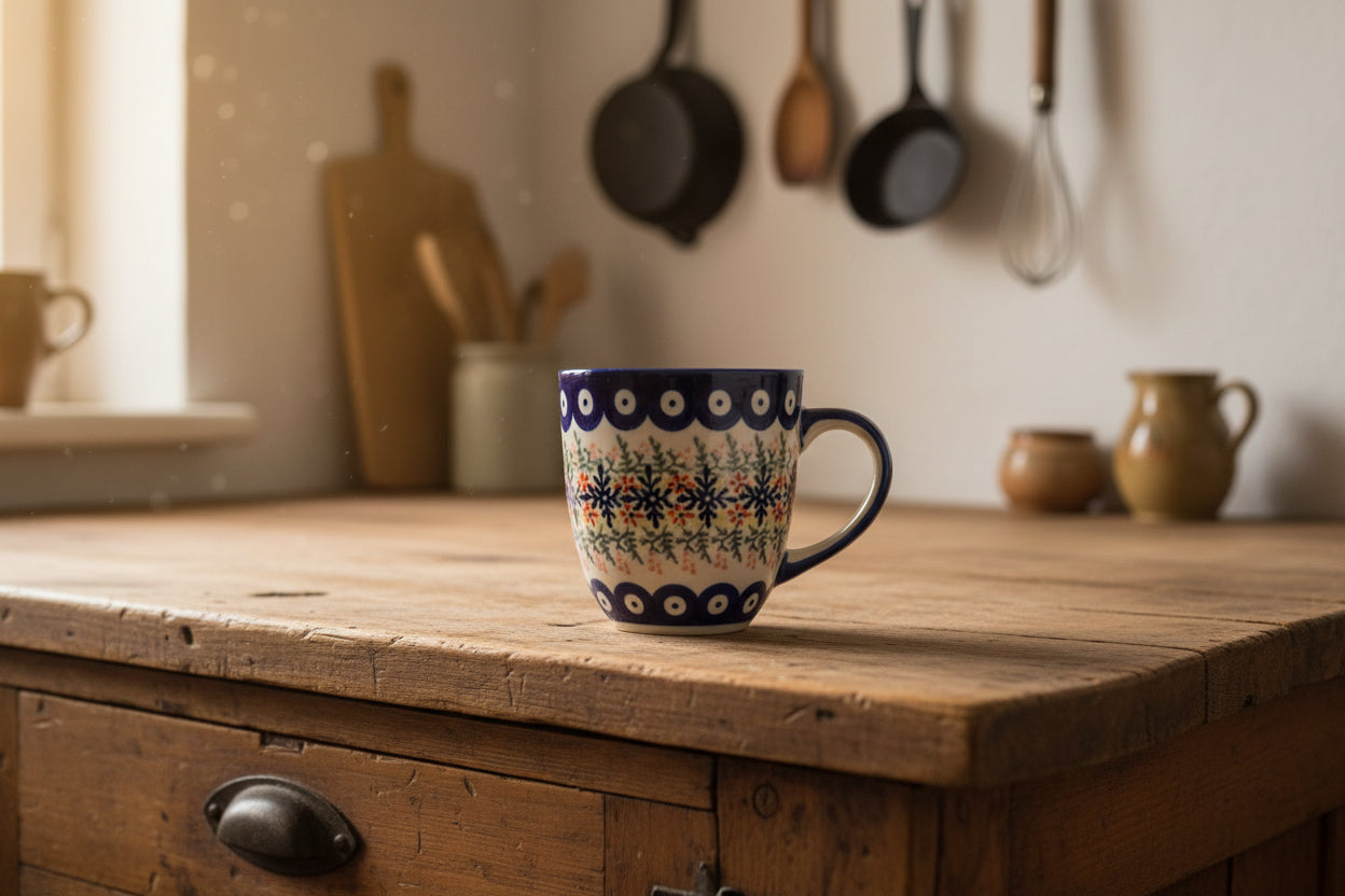 Bunzlauer Keramik Tasse / Henkelbecher - UNIKAT (Premium) - Ø 8,5 cm 250ml - Handarbeit